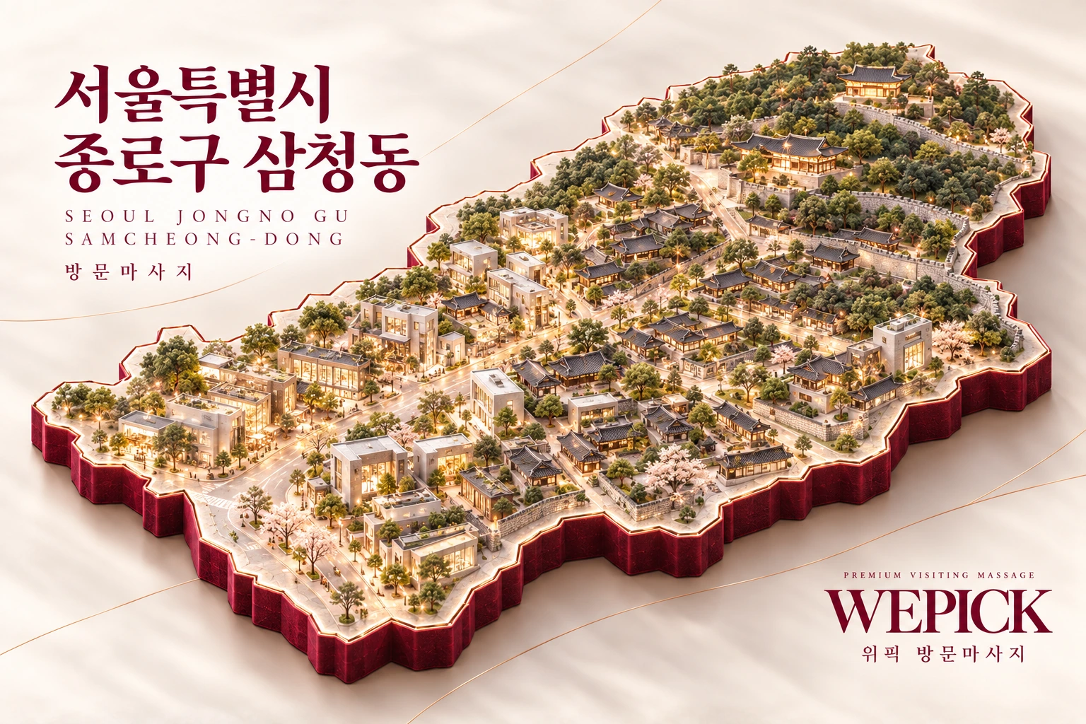 종로구 삼청동 방문마사지 지역을 표현한 위픽 3D 이미지