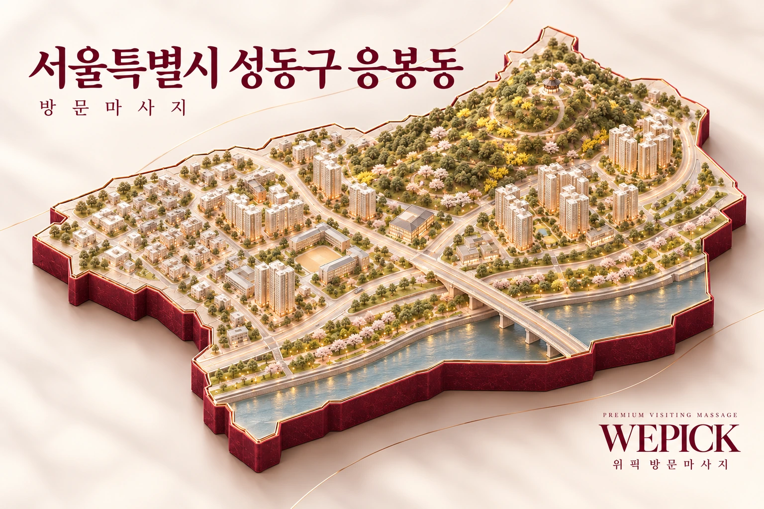 성동구 응봉동 방문마사지 지역을 표현한 위픽 3D 이미지