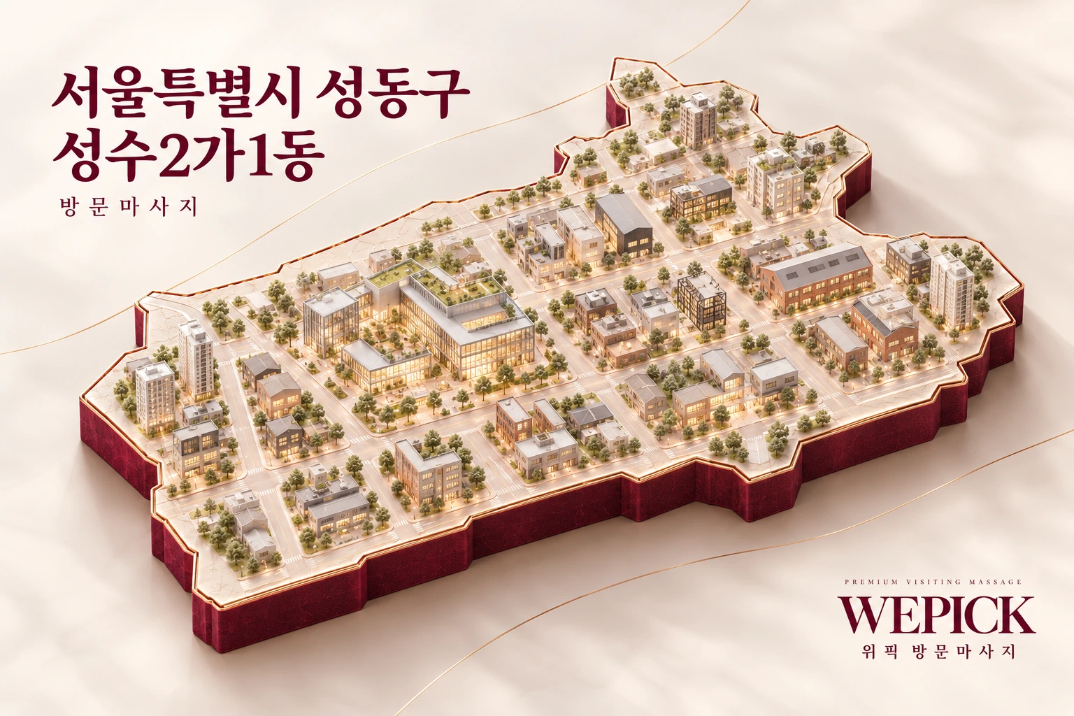 성동구 성수2가1동 방문마사지 지역을 표현한 위픽 3D 이미지