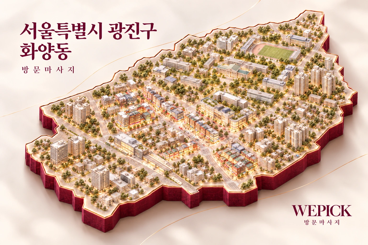 광진구 화양동 방문마사지 지역을 표현한 위픽 3D 이미지
