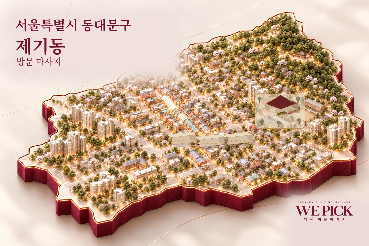 동대문구 제기동 방문마사지 지역을 표현한 위픽 3D 이미지