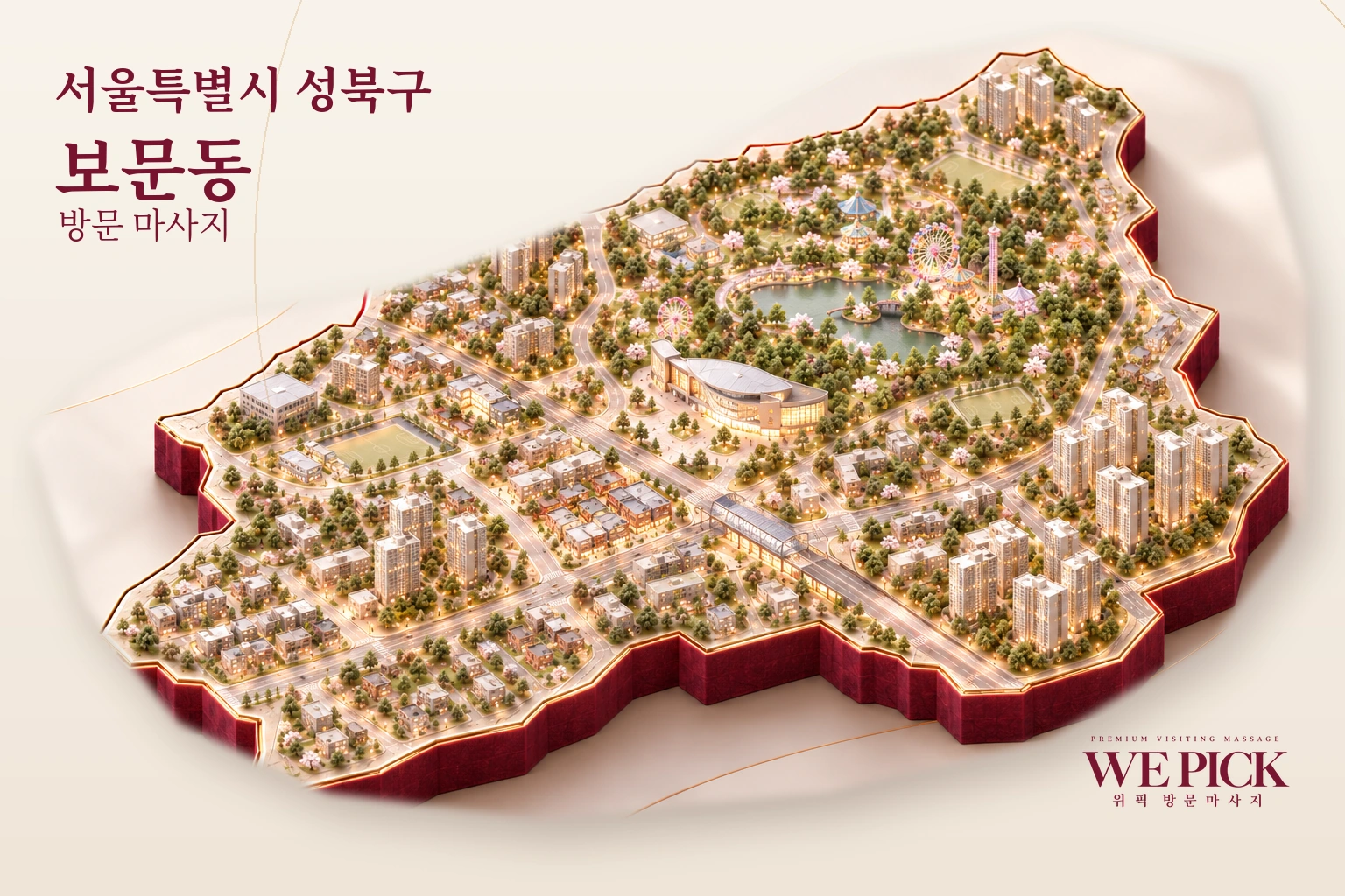 성북구 보문동 방문마사지 지역을 표현한 위픽 3D 이미지