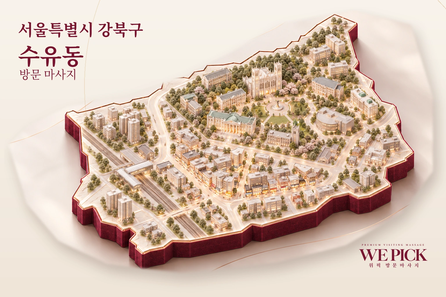강북구 수유동 방문마사지 지역을 표현한 위픽 3D 이미지