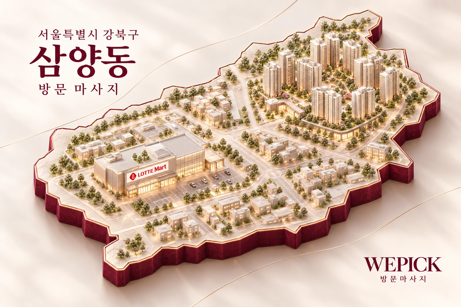 강북구 삼양동 방문마사지 지역을 표현한 위픽 3D 이미지