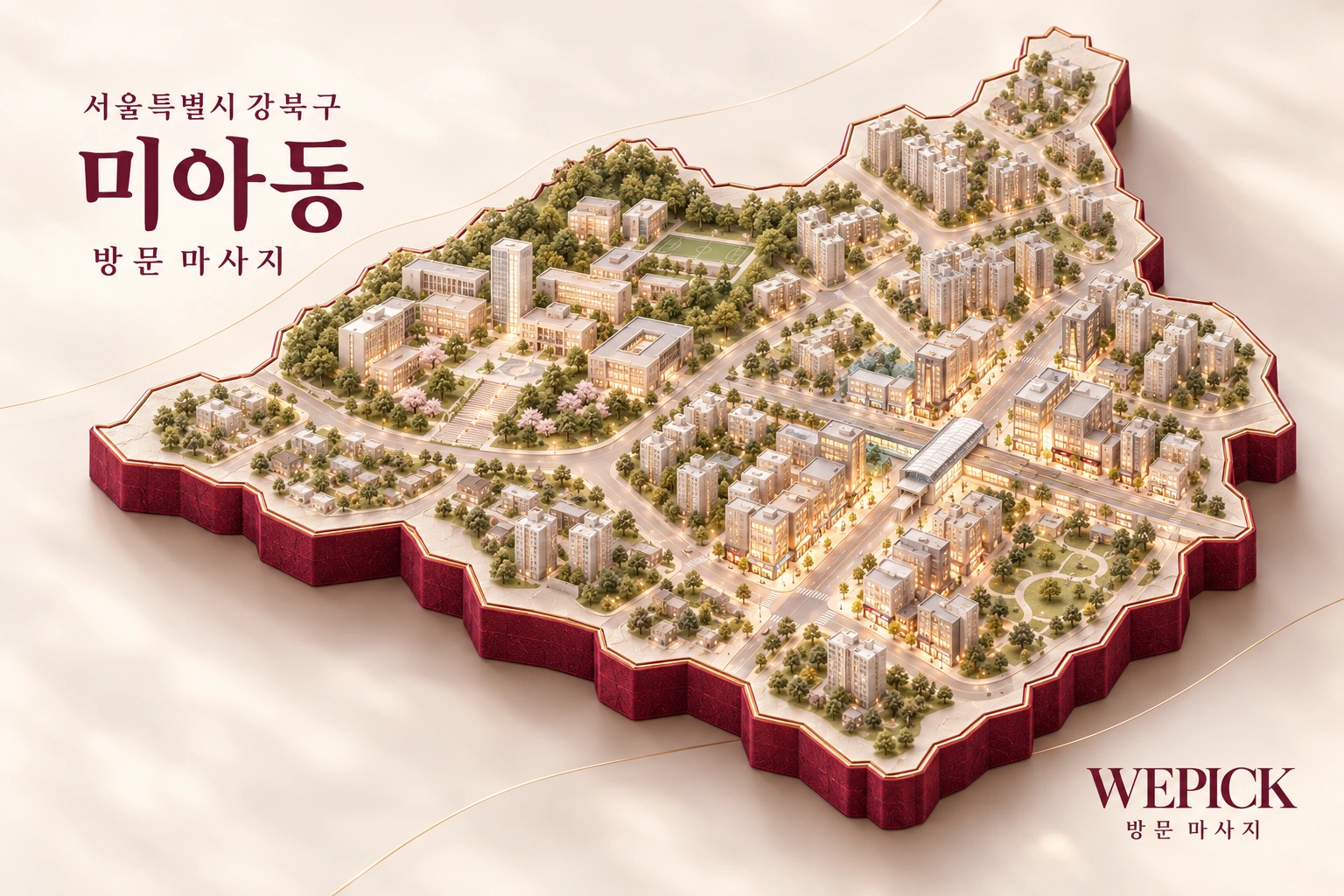 강북구 미아동 방문마사지 지역을 표현한 위픽 3D 이미지