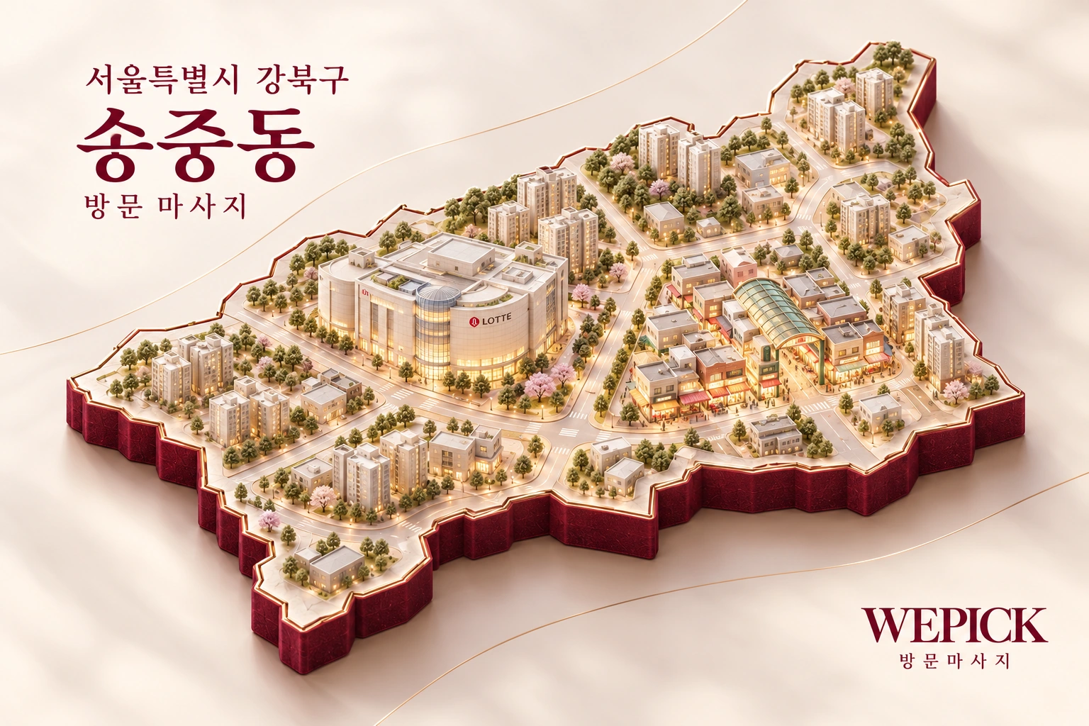 강북구 송중동 방문마사지 지역을 표현한 위픽 3D 이미지