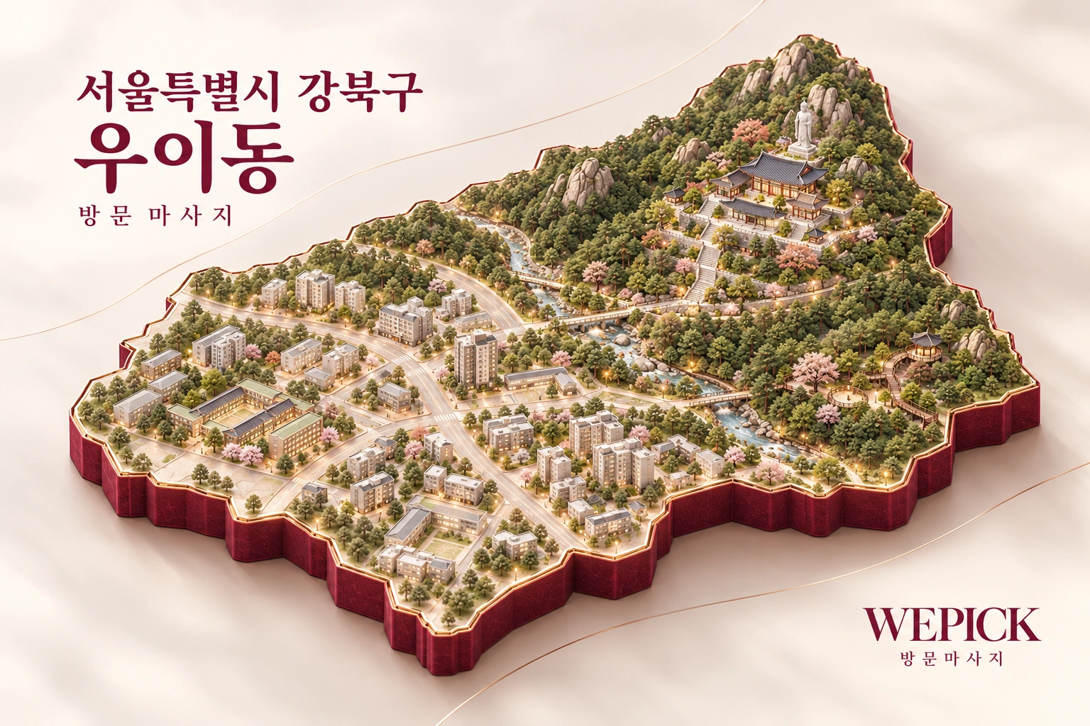 강북구 우이동 방문마사지 지역을 표현한 위픽 3D 이미지