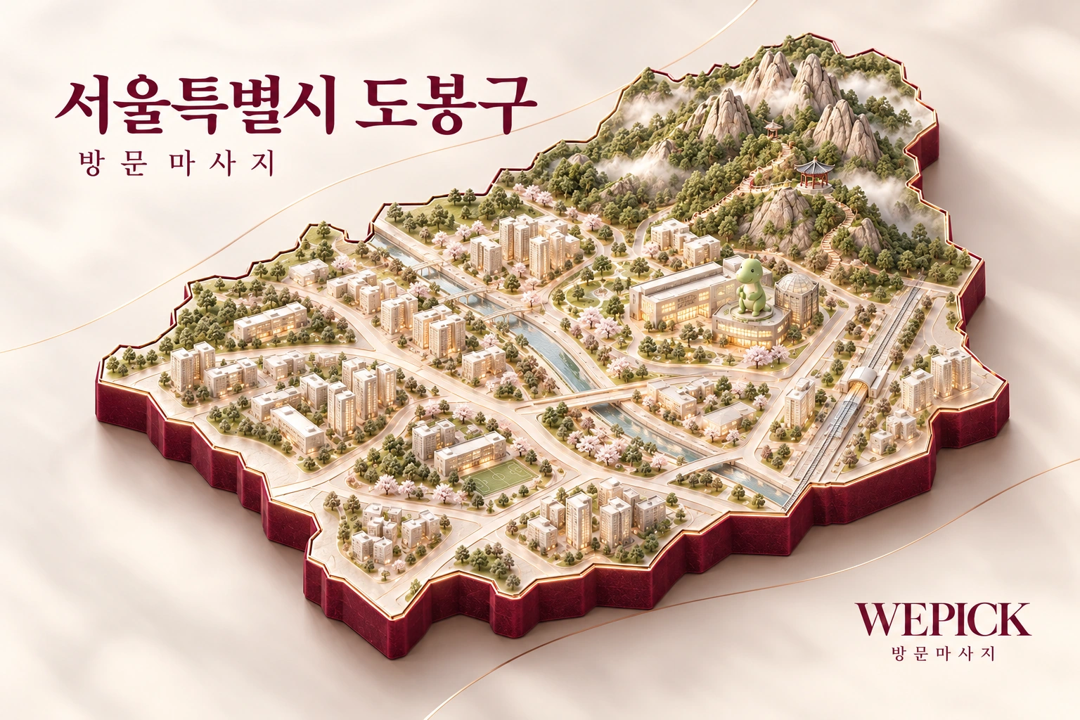 도봉구 방문마사지 지역을 표현한 위픽 3D 이미지