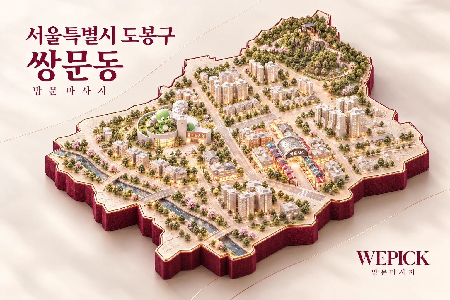 도봉구 쌍문동 방문마사지 지역을 표현한 위픽 3D 이미지
