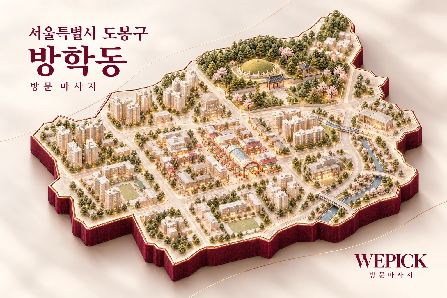 도봉구 방학동 방문마사지 지역을 표현한 위픽 3D 이미지