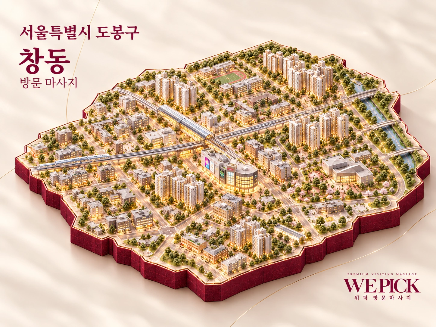 도봉구 창동 방문마사지 지역을 표현한 위픽 3D 이미지