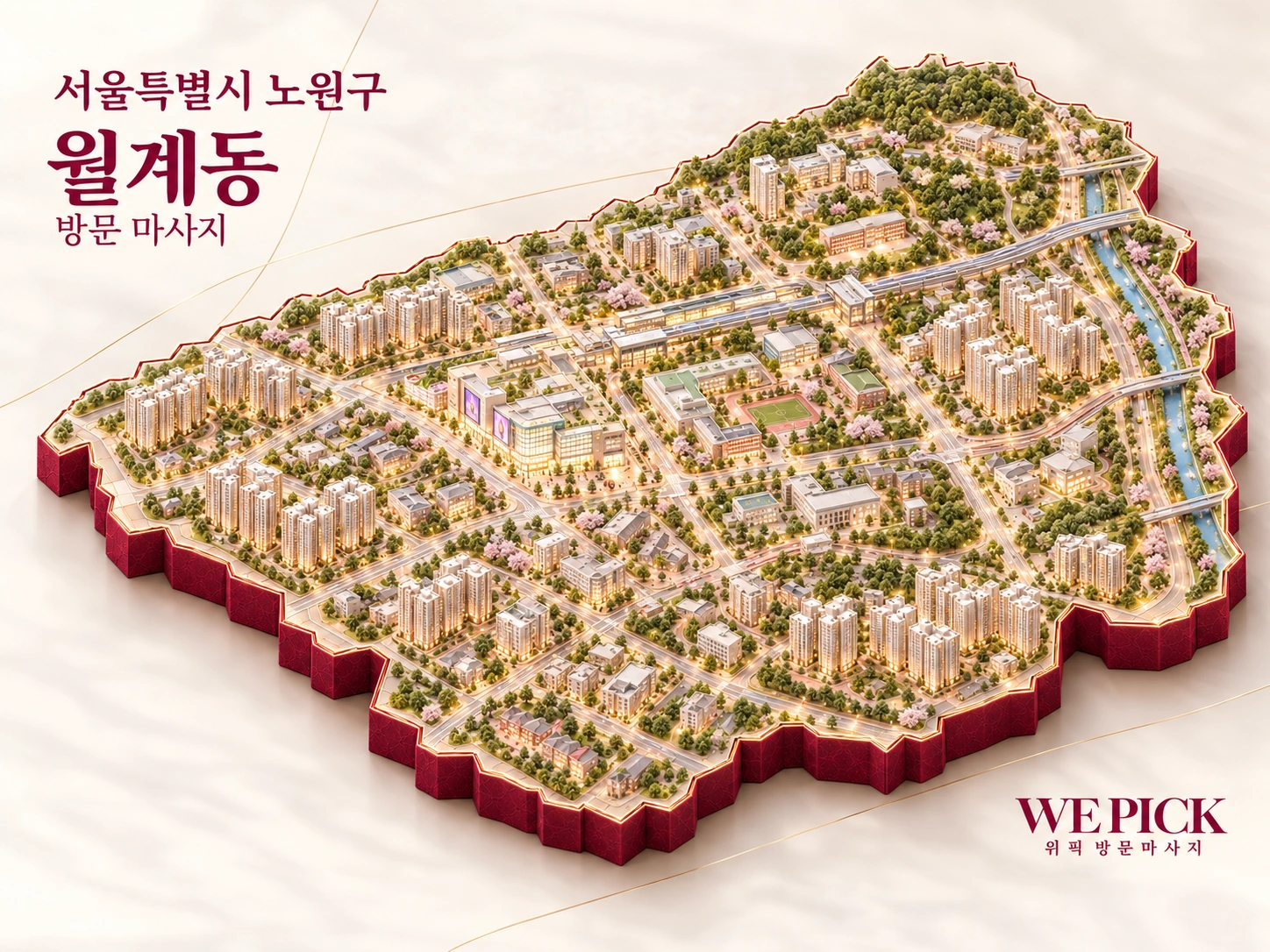 노원구 월계동 방문마사지 지역을 표현한 위픽 3D 이미지