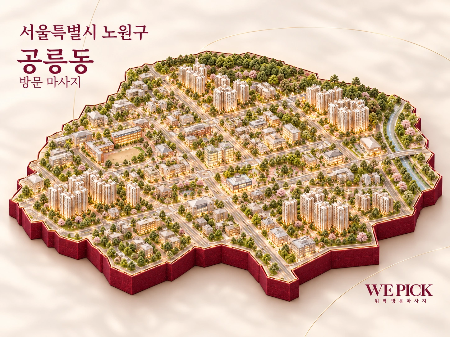 노원구 공릉동 방문마사지 지역을 표현한 위픽 3D 이미지