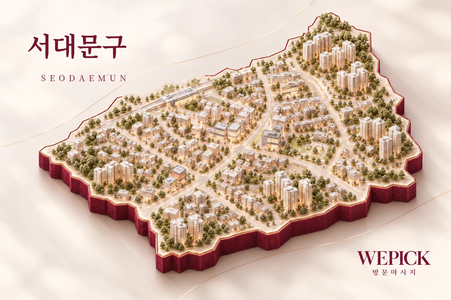 서대문구 방문마사지 지역을 표현한 위픽 3D 이미지