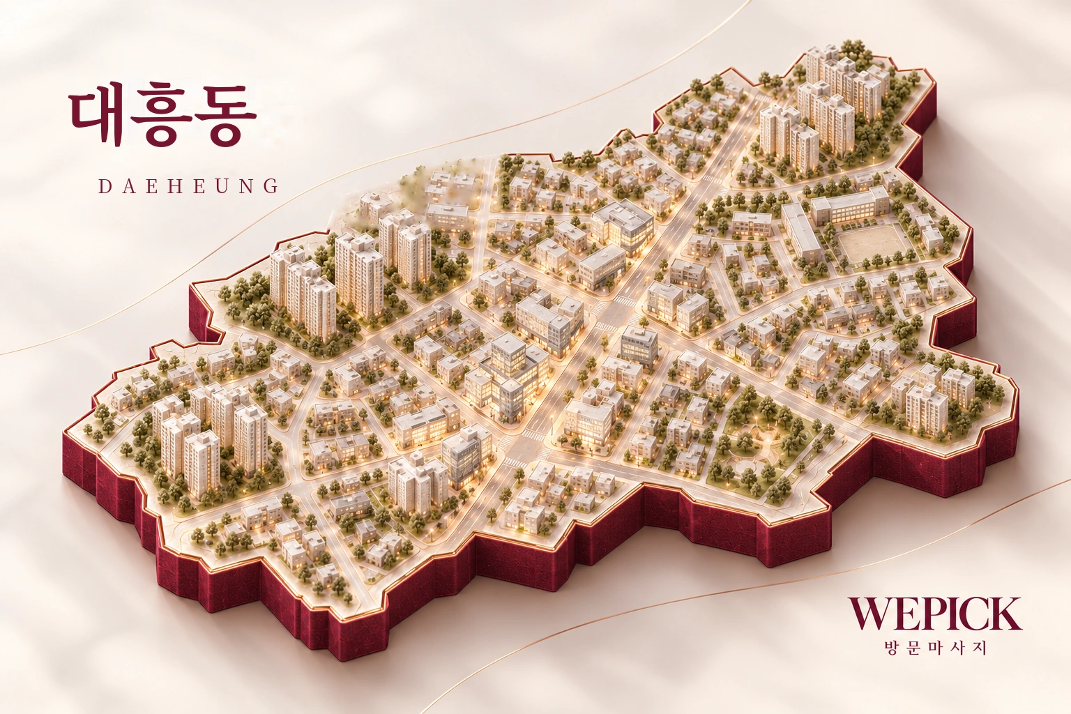 마포구 대흥동 방문마사지 지역을 표현한 위픽 3D 이미지