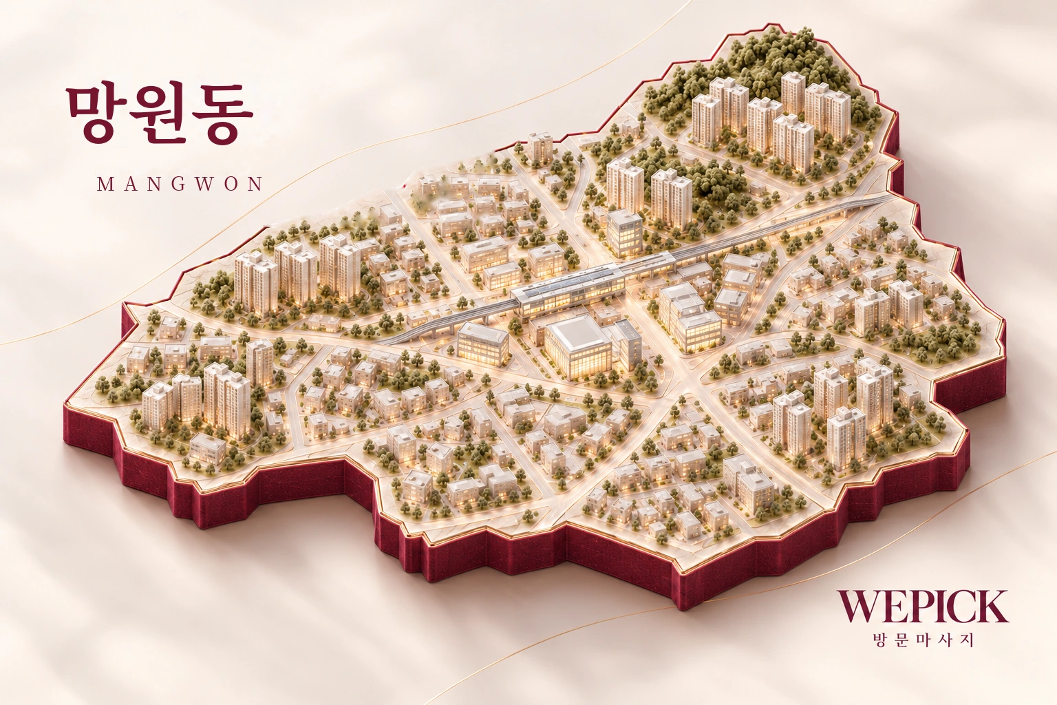 마포구 망원동 방문마사지 지역을 표현한 위픽 3D 이미지