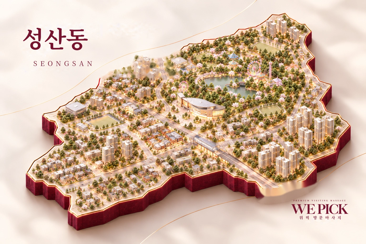 마포구 성산동 방문마사지 지역을 표현한 위픽 3D 이미지