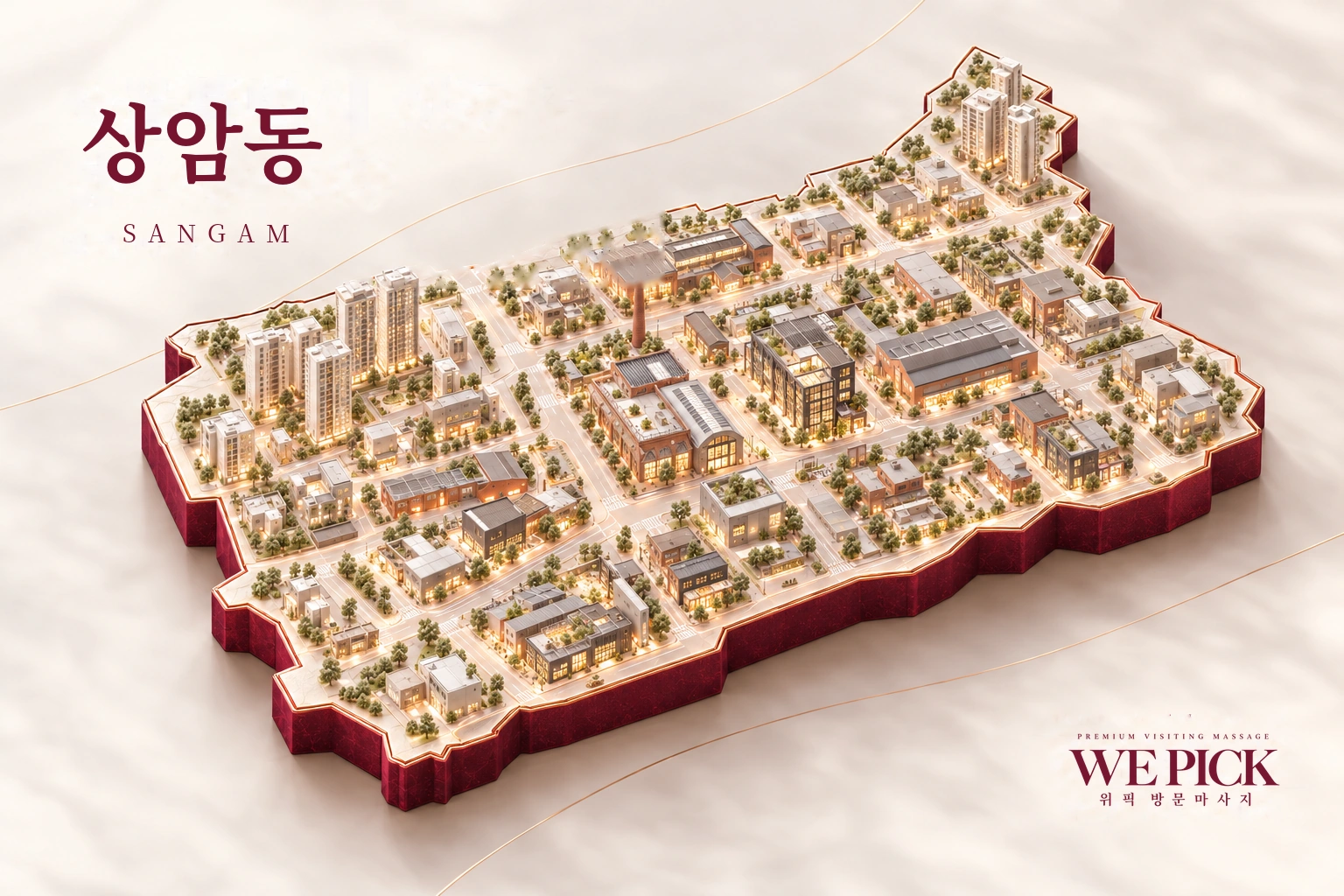 마포구 상암동 방문마사지 지역을 표현한 위픽 3D 이미지