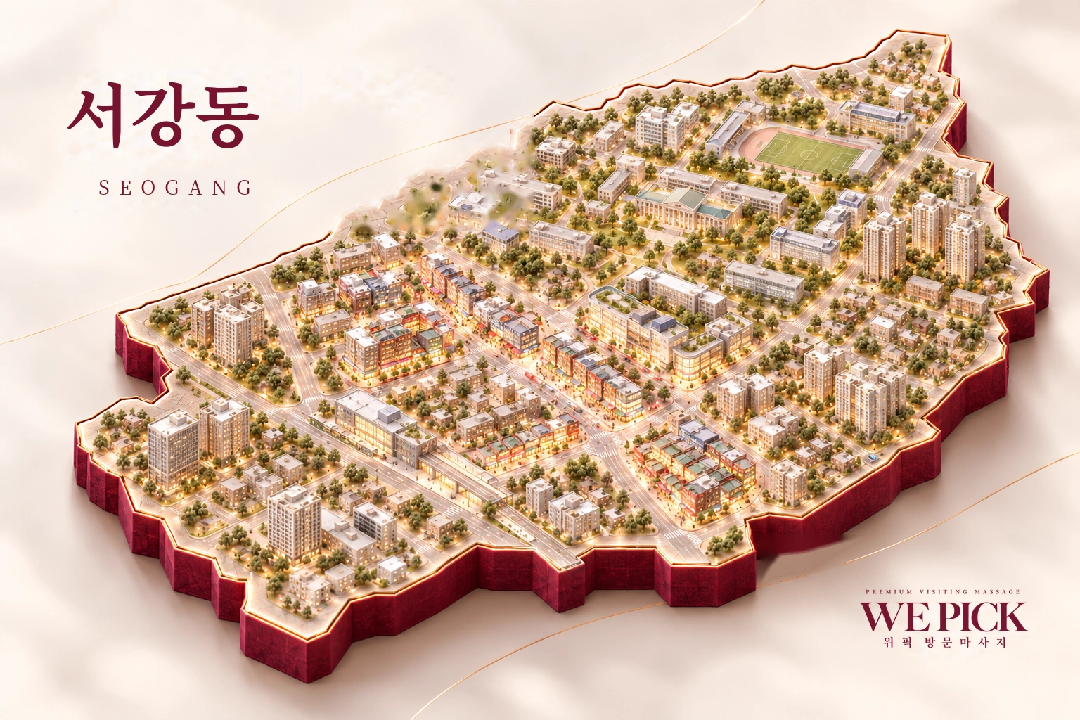 마포구 서강동 방문마사지 지역을 표현한 위픽 3D 이미지