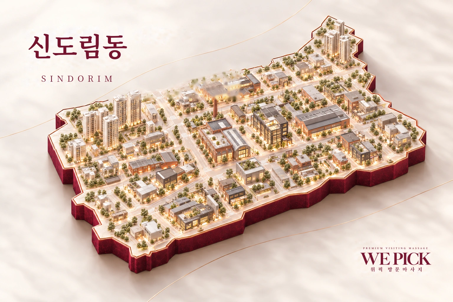 구로구 신도림동 방문마사지 지역을 표현한 위픽 3D 이미지