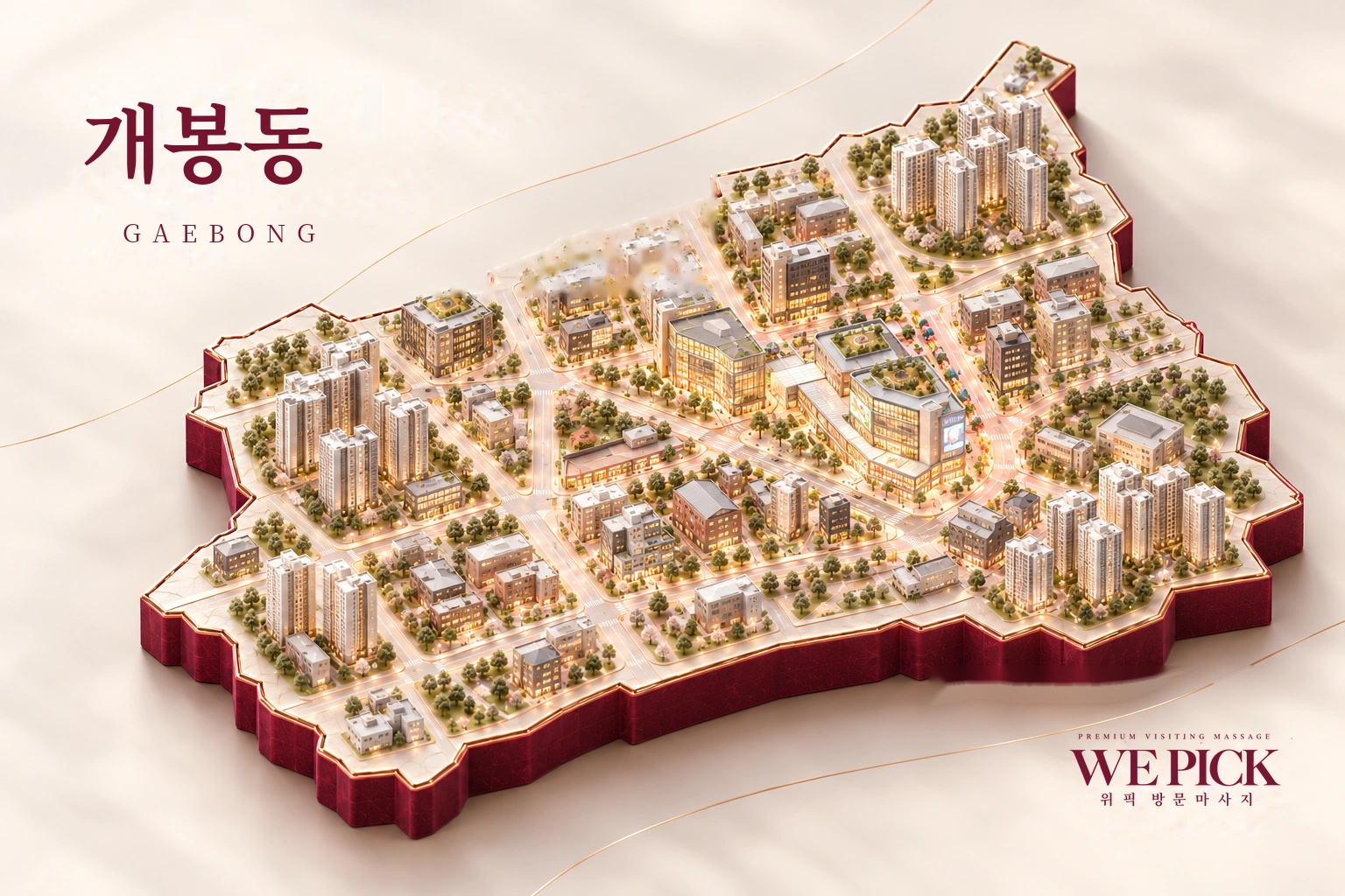 구로구 개봉동 방문마사지 지역을 표현한 위픽 3D 이미지