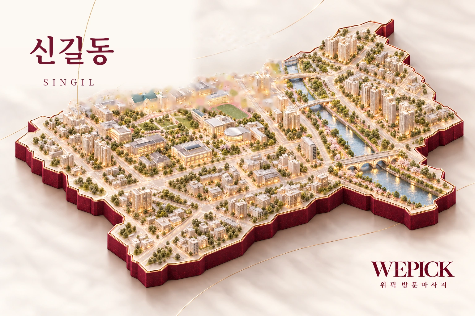 영등포구 신길동 방문마사지 지역을 표현한 위픽 3D 이미지