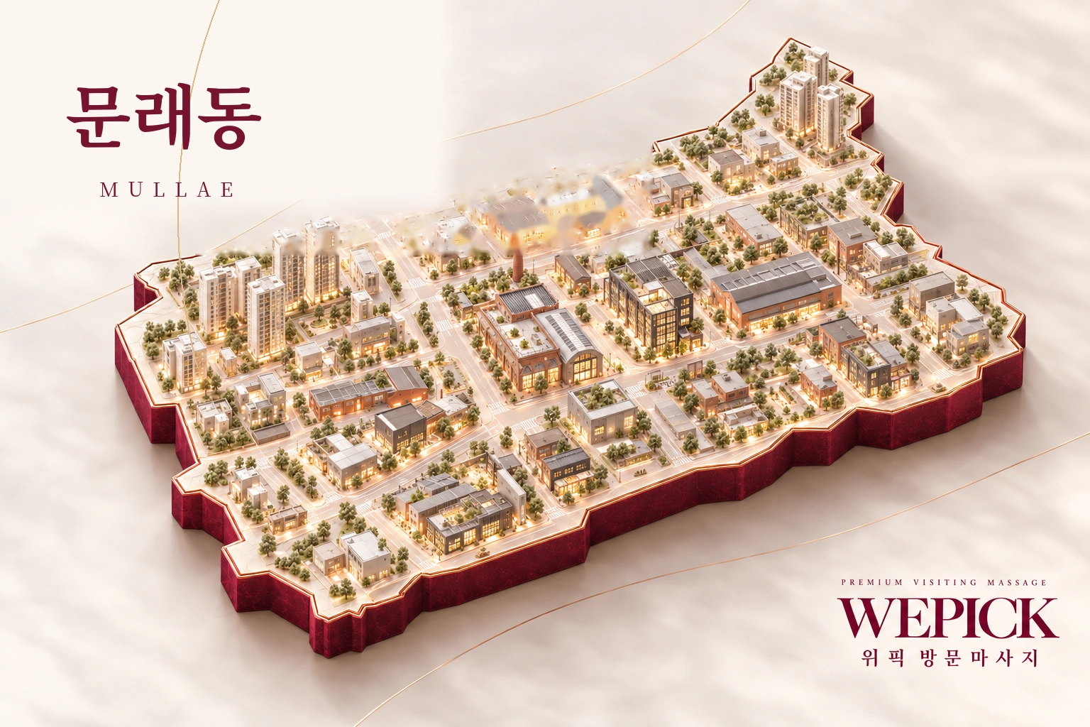 영등포구 문래동 방문마사지 지역을 표현한 위픽 3D 이미지