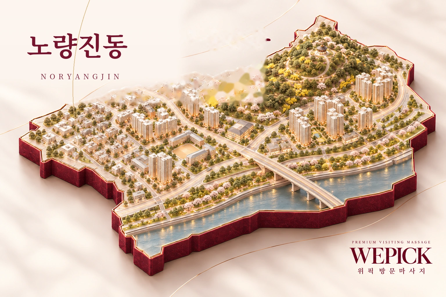 동작구 노량진동 방문마사지 지역을 표현한 위픽 3D 이미지