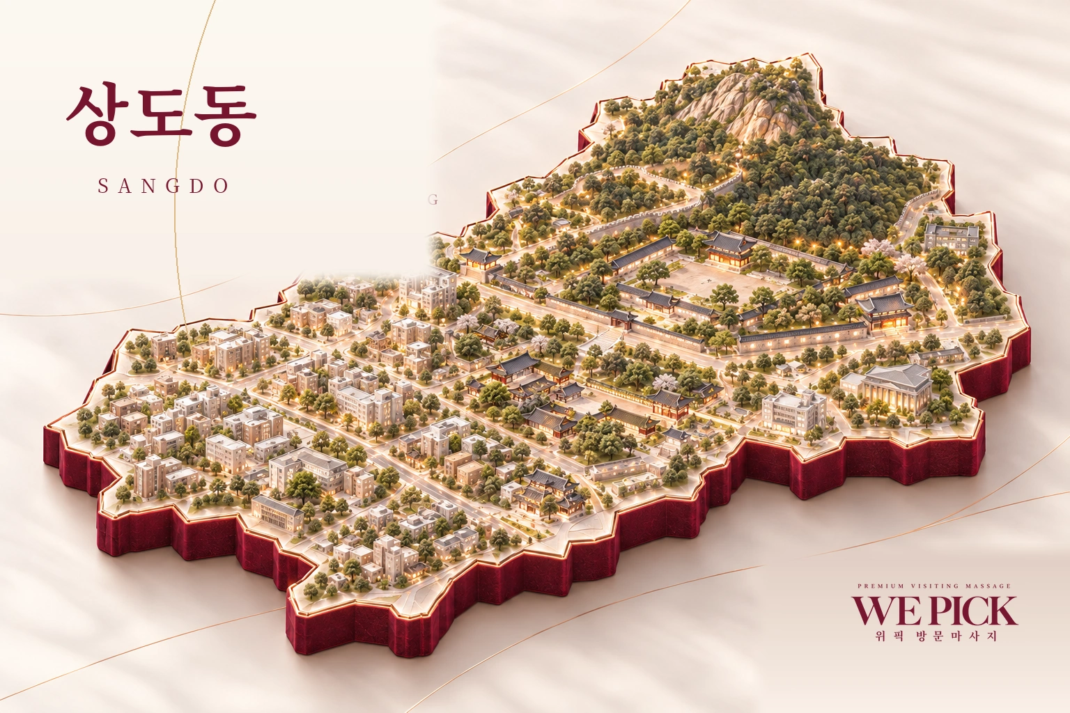 동작구 상도동 방문마사지 지역을 표현한 위픽 3D 이미지
