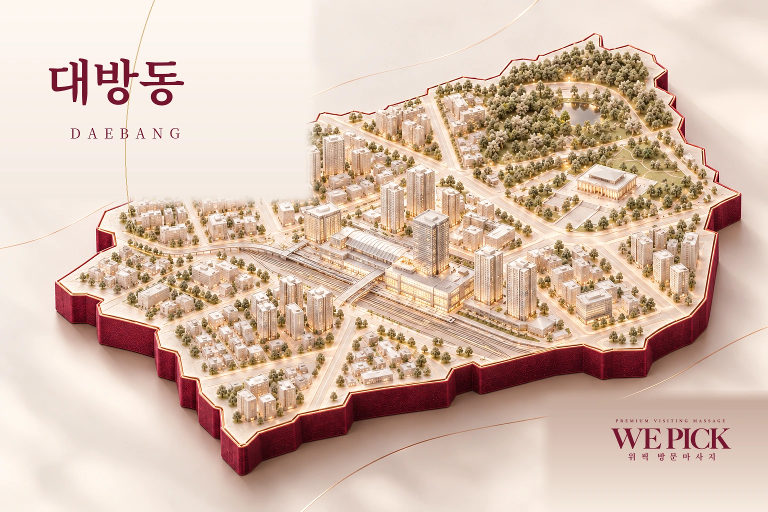 동작구 대방동 방문마사지 지역을 표현한 위픽 3D 이미지