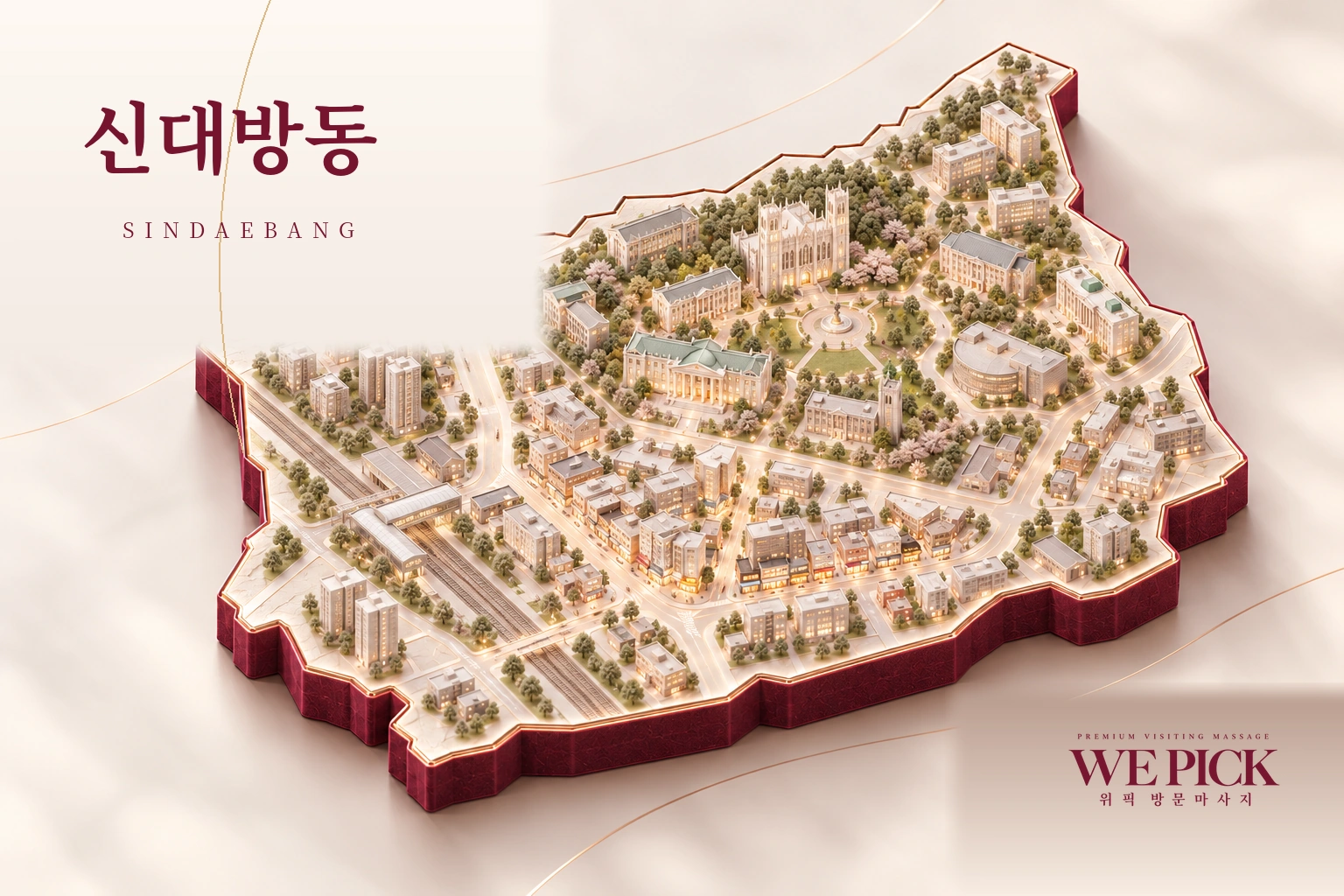 동작구 신대방동 방문마사지 지역을 표현한 위픽 3D 이미지