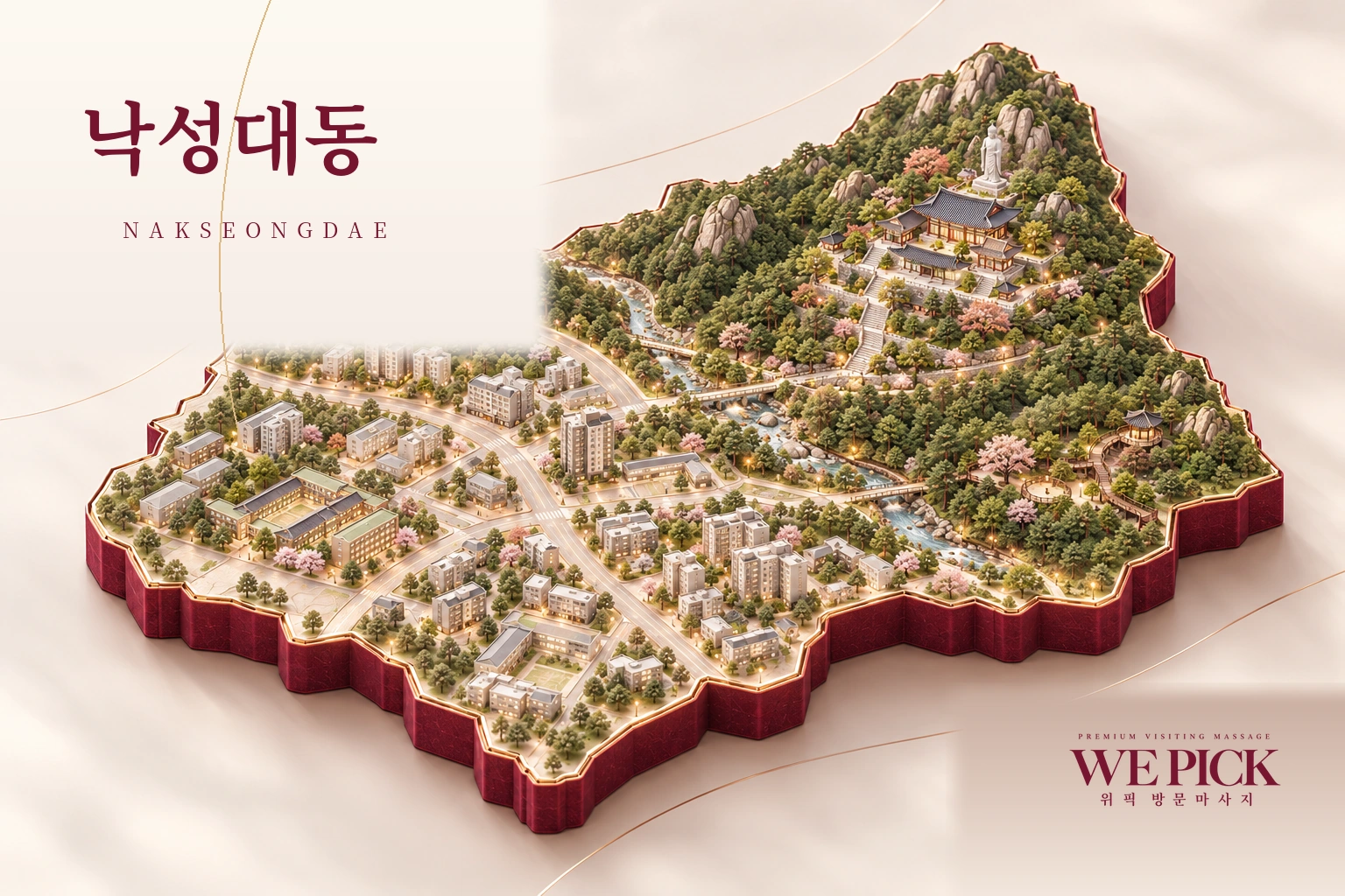 관악구 낙성대동 방문마사지 지역을 표현한 위픽 3D 이미지
