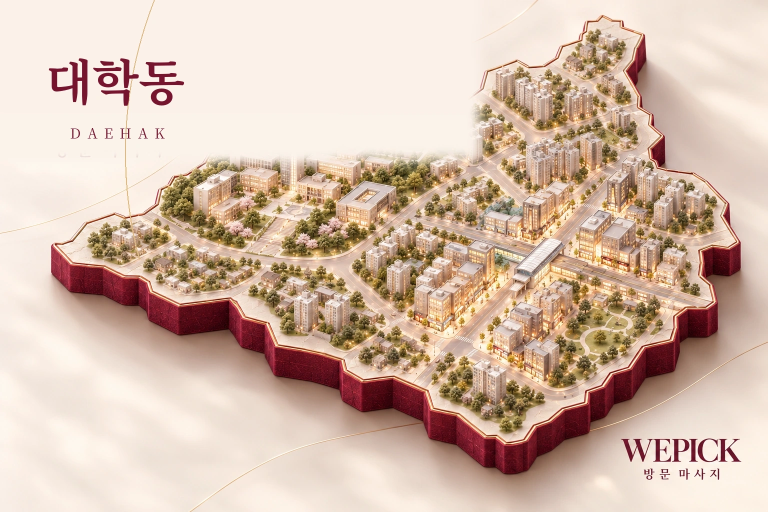 관악구 대학동 방문마사지 지역을 표현한 위픽 3D 이미지