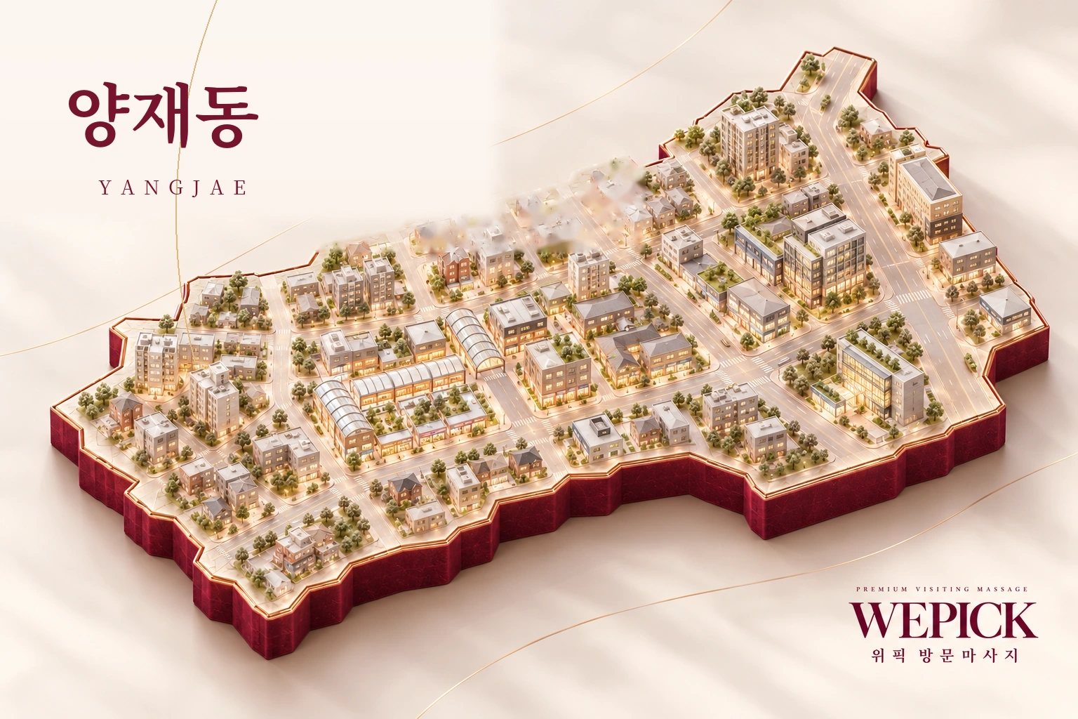 서초구 양재동 방문마사지 지역을 표현한 위픽 3D 이미지