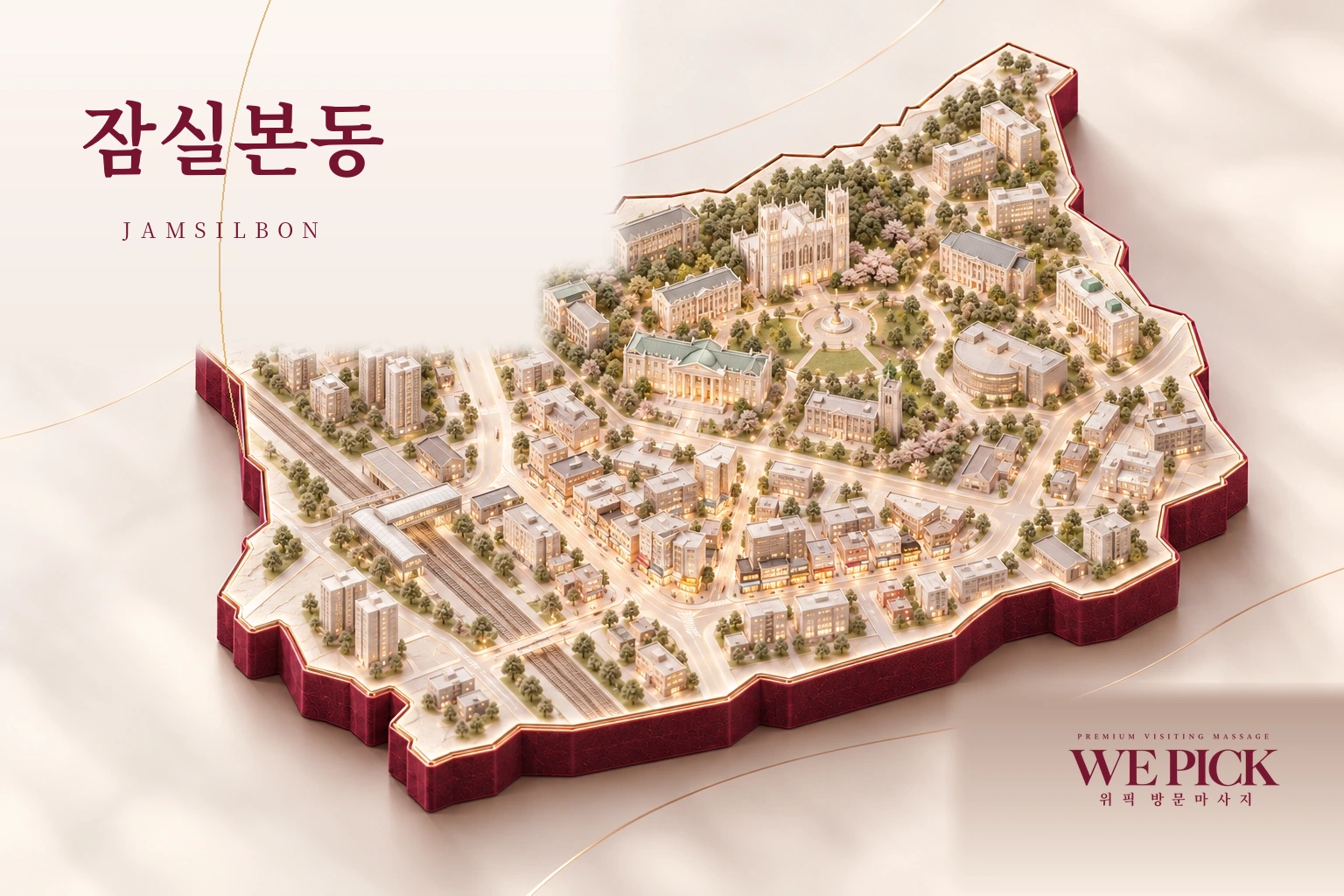 송파구 잠실본동 방문마사지 지역을 표현한 위픽 3D 이미지