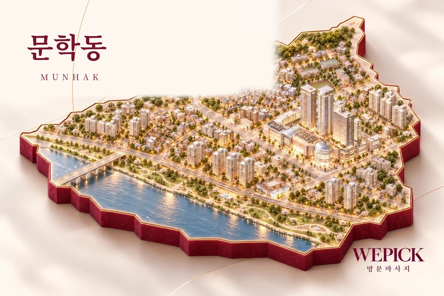 미추홀구 문학동 방문마사지 지역을 표현한 위픽 3D 이미지
