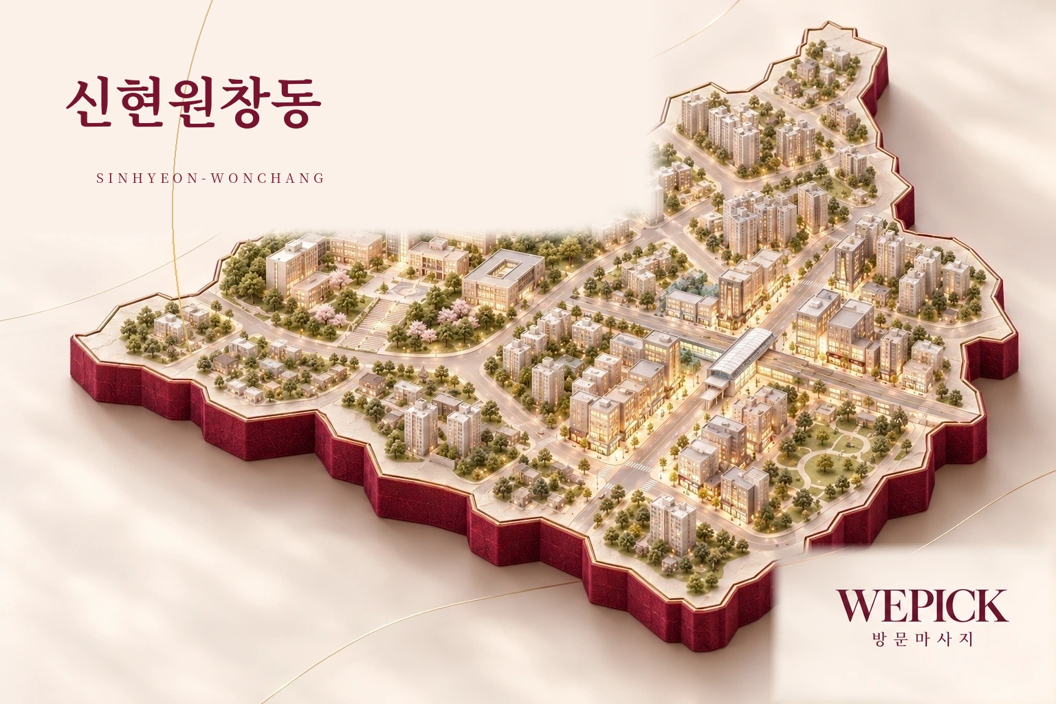 서해구 신현원창동 방문마사지 지역을 표현한 위픽 3D 이미지