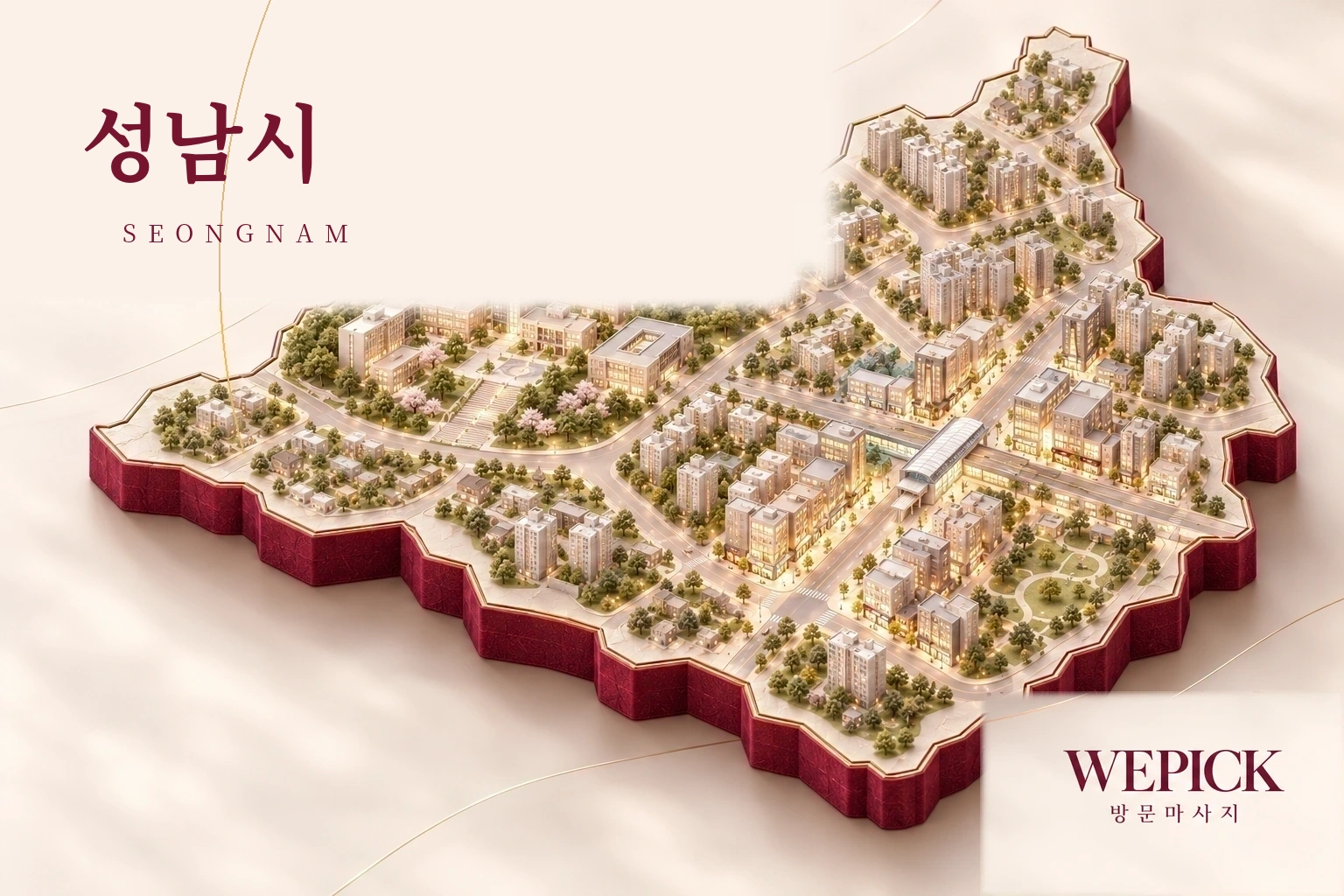 성남시 방문마사지 지역을 표현한 위픽 3D 이미지