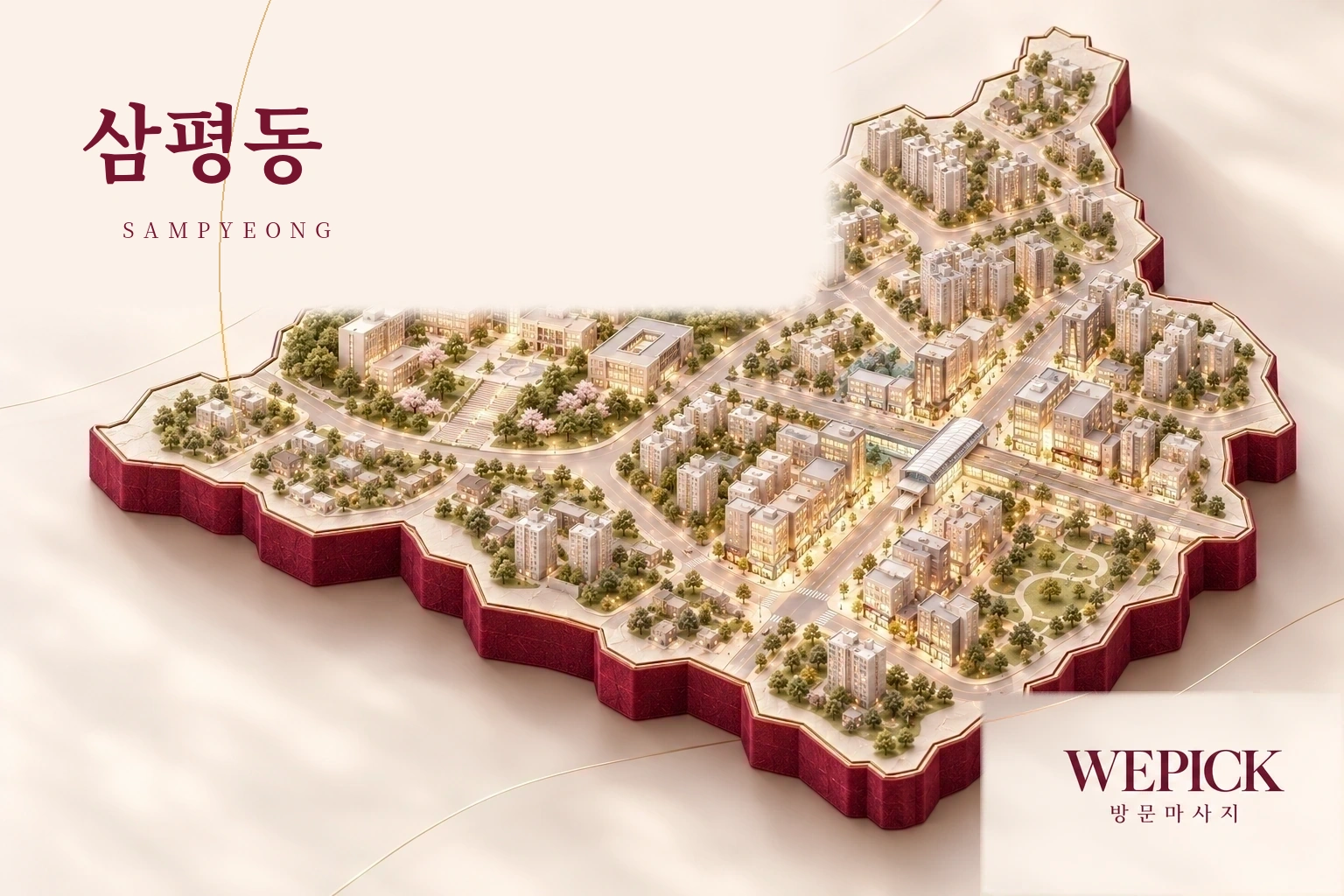 성남시 분당구 삼평동 방문마사지 지역을 표현한 위픽 3D 이미지