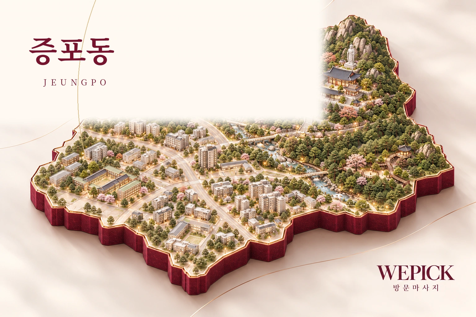 이천시 증포동 방문마사지 지역을 표현한 위픽 3D 이미지