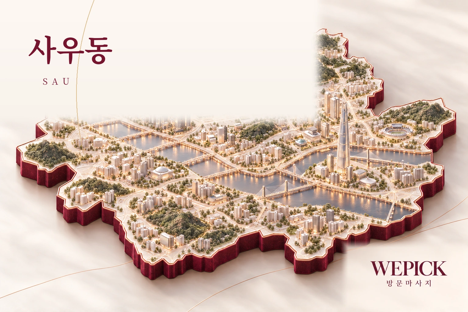 김포시 사우동 방문마사지 지역을 표현한 위픽 3D 이미지