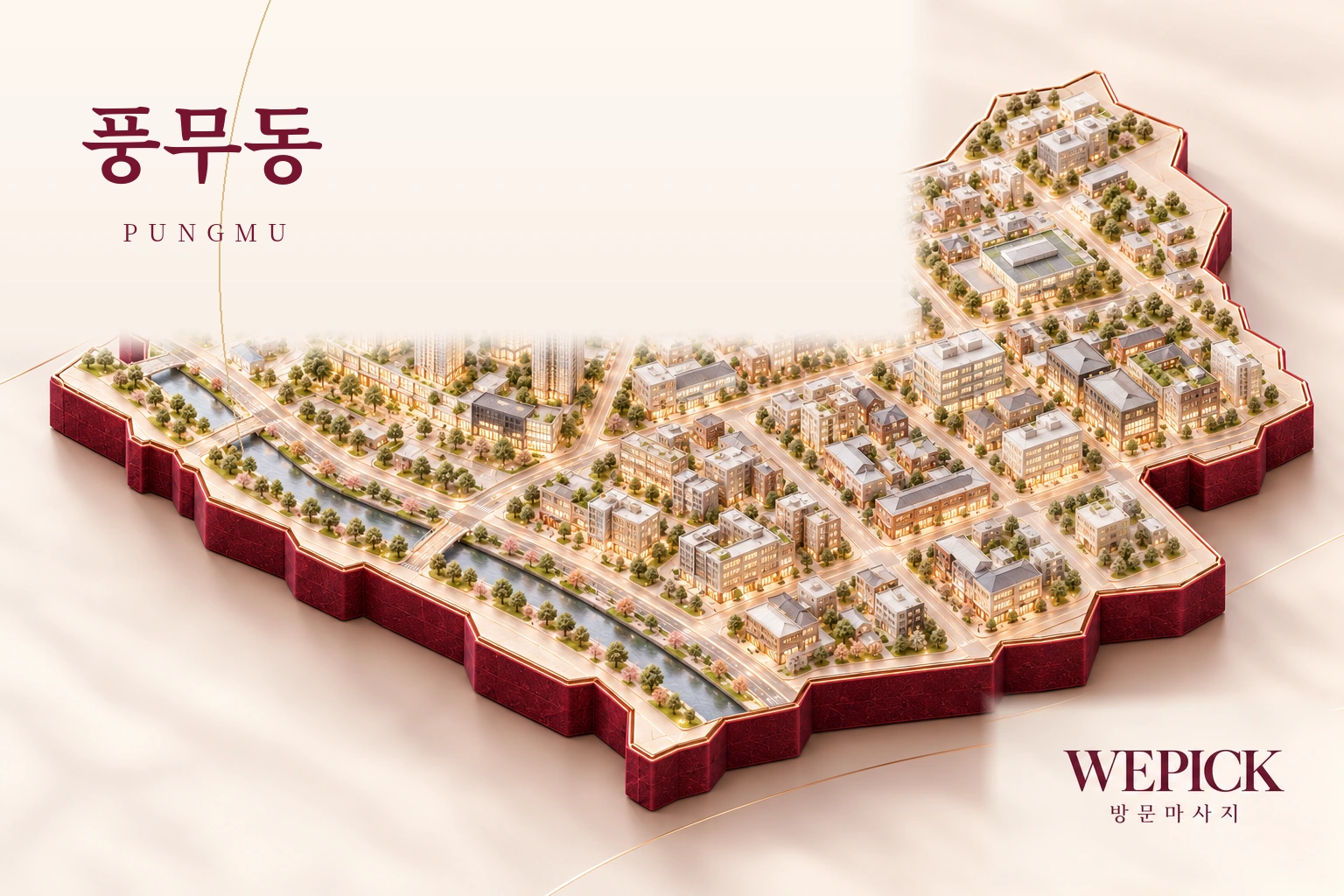 김포시 풍무동 방문마사지 지역을 표현한 위픽 3D 이미지