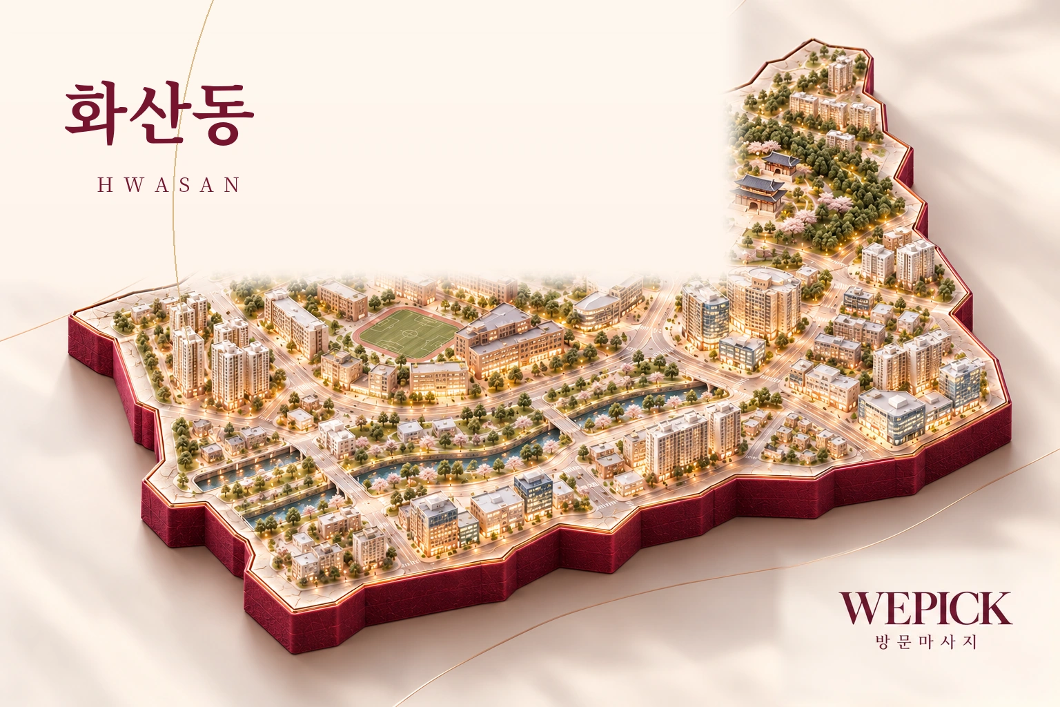 화성시 병점구 화산동 방문마사지 지역을 표현한 위픽 3D 이미지
